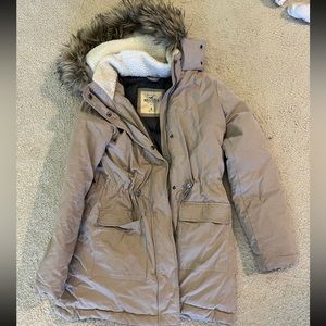 Hollister beige ultimate down parka womens